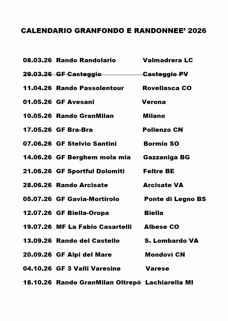 gs castello ciclismo Lurate Caccivio calendario GF Rando
