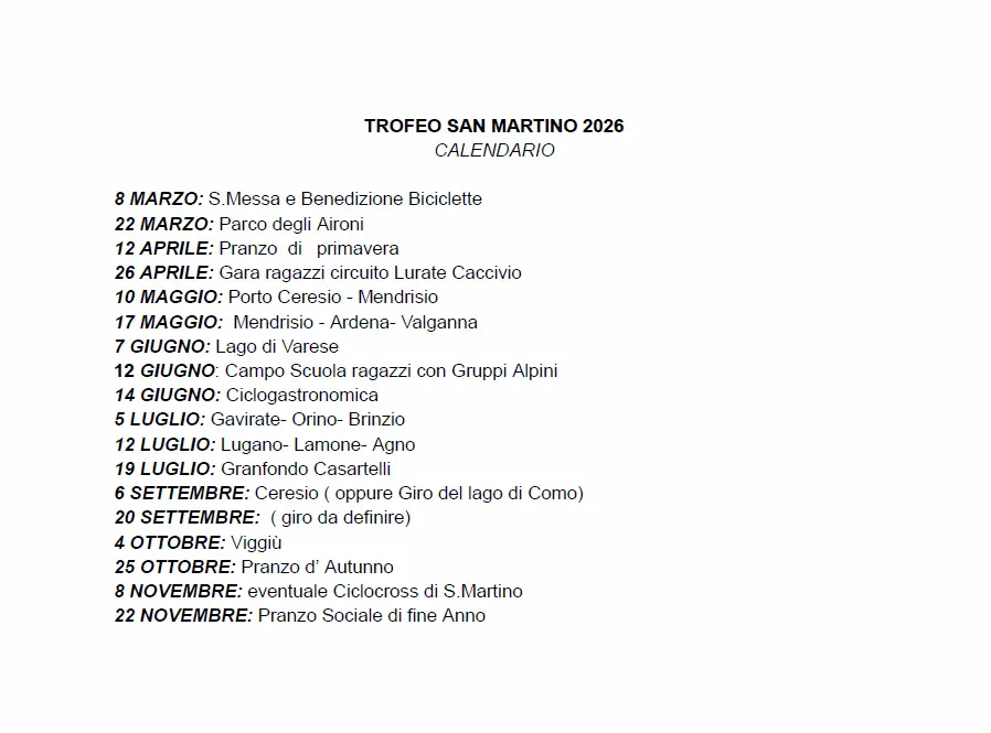 gs castello ciclismo Lurate Caccivio calendario S Martino